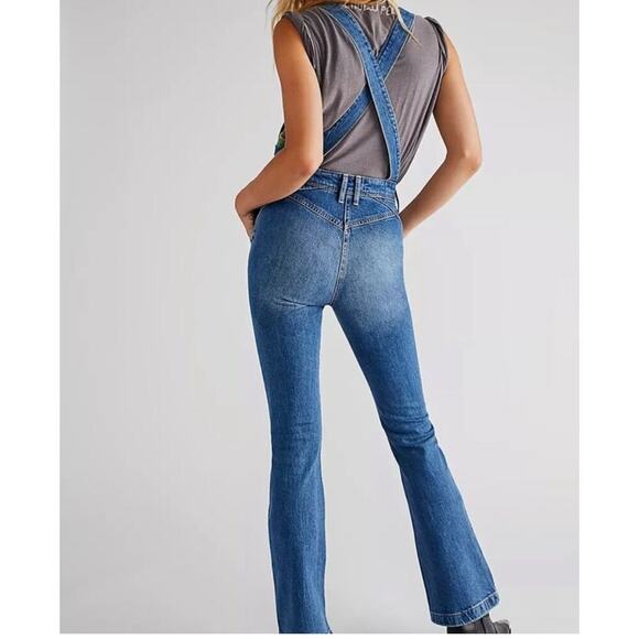 We The Free Camilla Slim Bootcut new denim overalls Y2K, 2000s Fashion - Picture 3 of 9